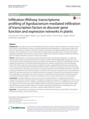 Transcriptome Profiling of Agrobacterium‑Mediated Infiltration of Transcription Factors to Discover Gene Function and Expression Networks in Plants Donna M