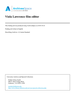 Viola Lawrence Film Editor