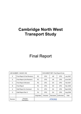 Cambridge North West Transport Study Final Report