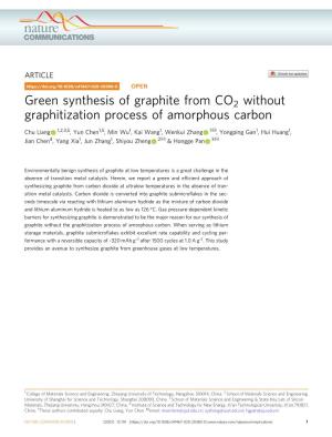 Green Synthesis of Graphite from CO2 Without Graphitization