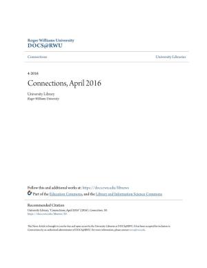 Connections, April 2016 University Library Roger Williams University