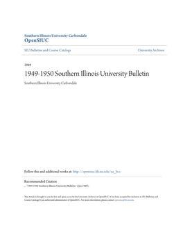1949-1950 Southern Illinois University Bulletin Southern Illinois University Carbondale