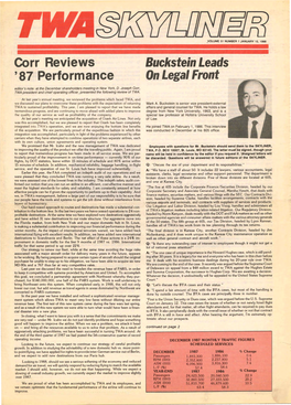 Corr Reviews Buckstein Leads '87 Performance on Legal Front Editor's Note: at the December Shareholders Meeting in New York, D