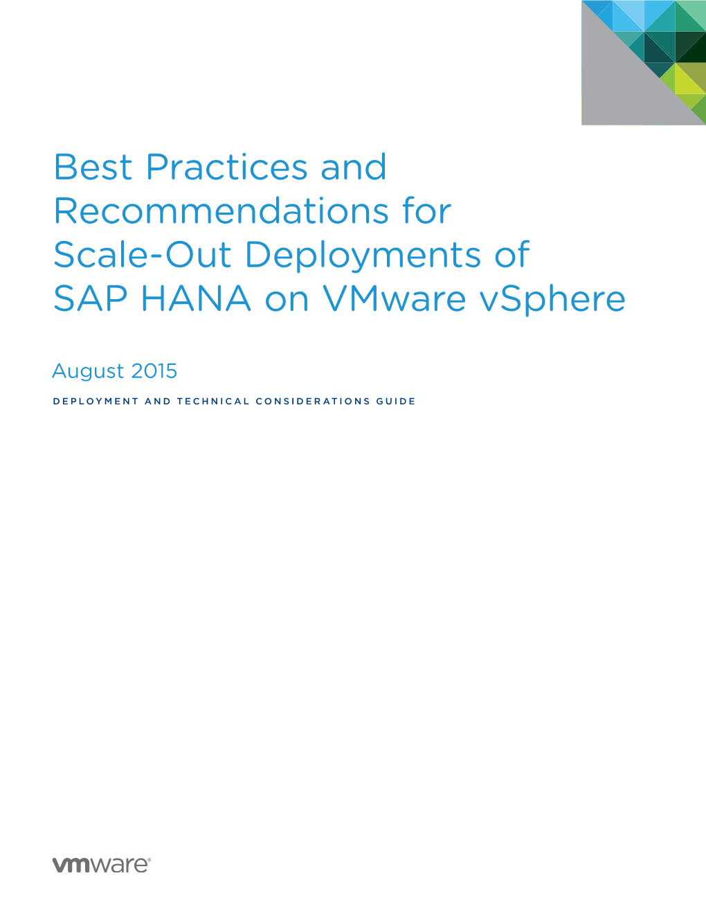 Scale-Out Deployments of SAP HANA on Vsphere