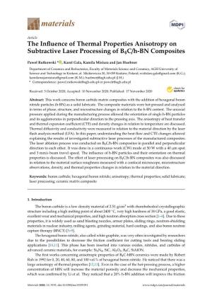 The Influence of Thermal Properties Anisotropy on Subtractive Laser