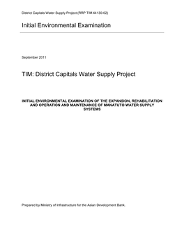 IEE: Timor-Leste: Manatuto Water Supply Systems, District Capitals