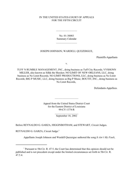 1 Pursuant to 5Th Cir. R. 47.5, the Court Has Determined That This Opinion Should Not Be Published and Is Not Precedent Except U