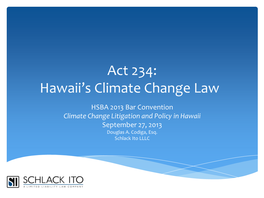 Hawaii's Climate Change