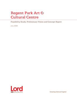 Regent Park Art & Cultural Centre Feasibility Study