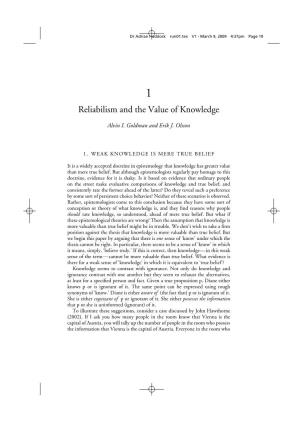 Reliabilism and the Value of Knowledge