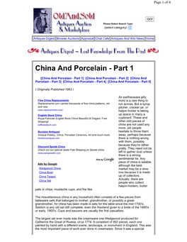 China and Porcelain - Part 1