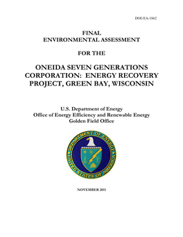 Oneida Seven Generations Corporation: Energy Recovery Project, Green Bay, Wisconsin
