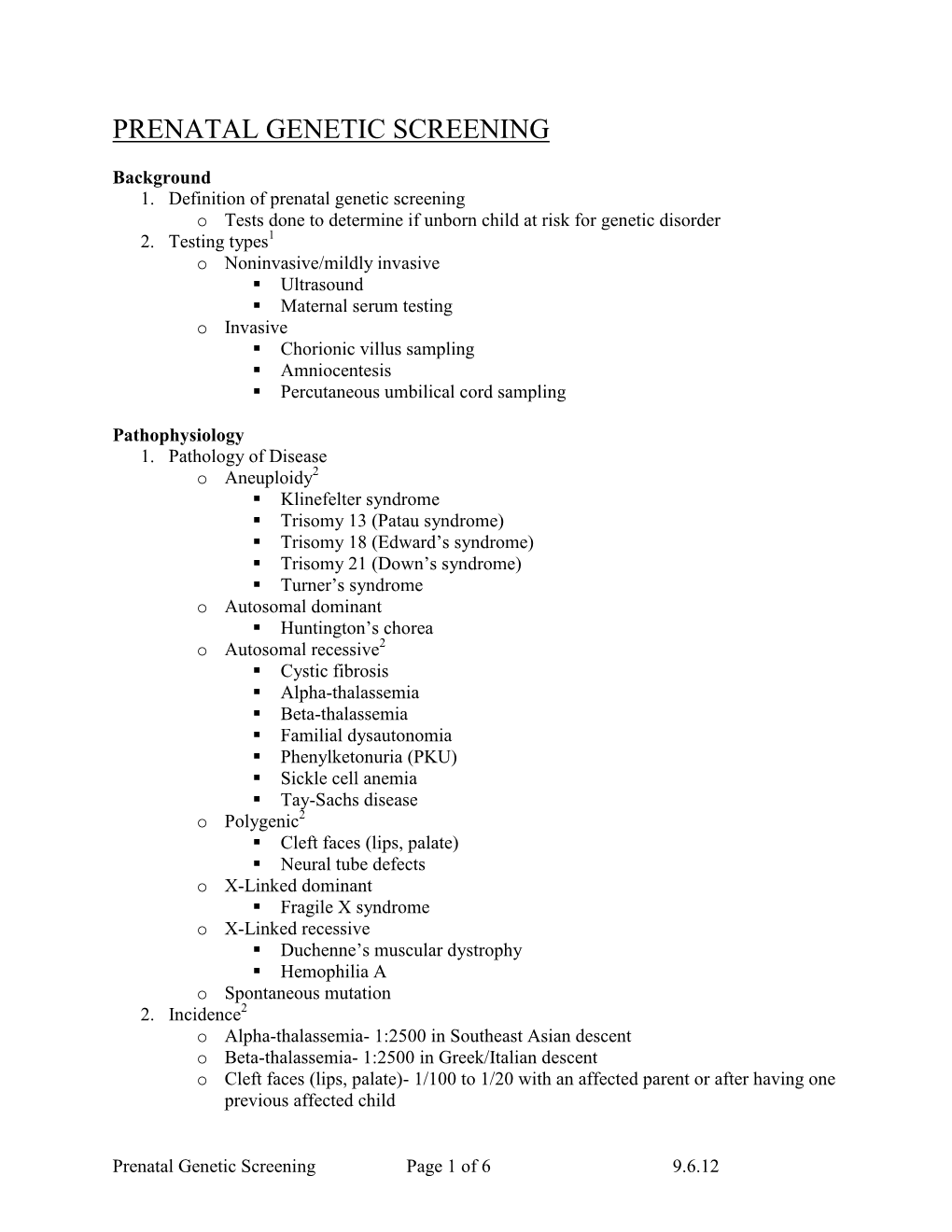 Prenatal Genetic Screening