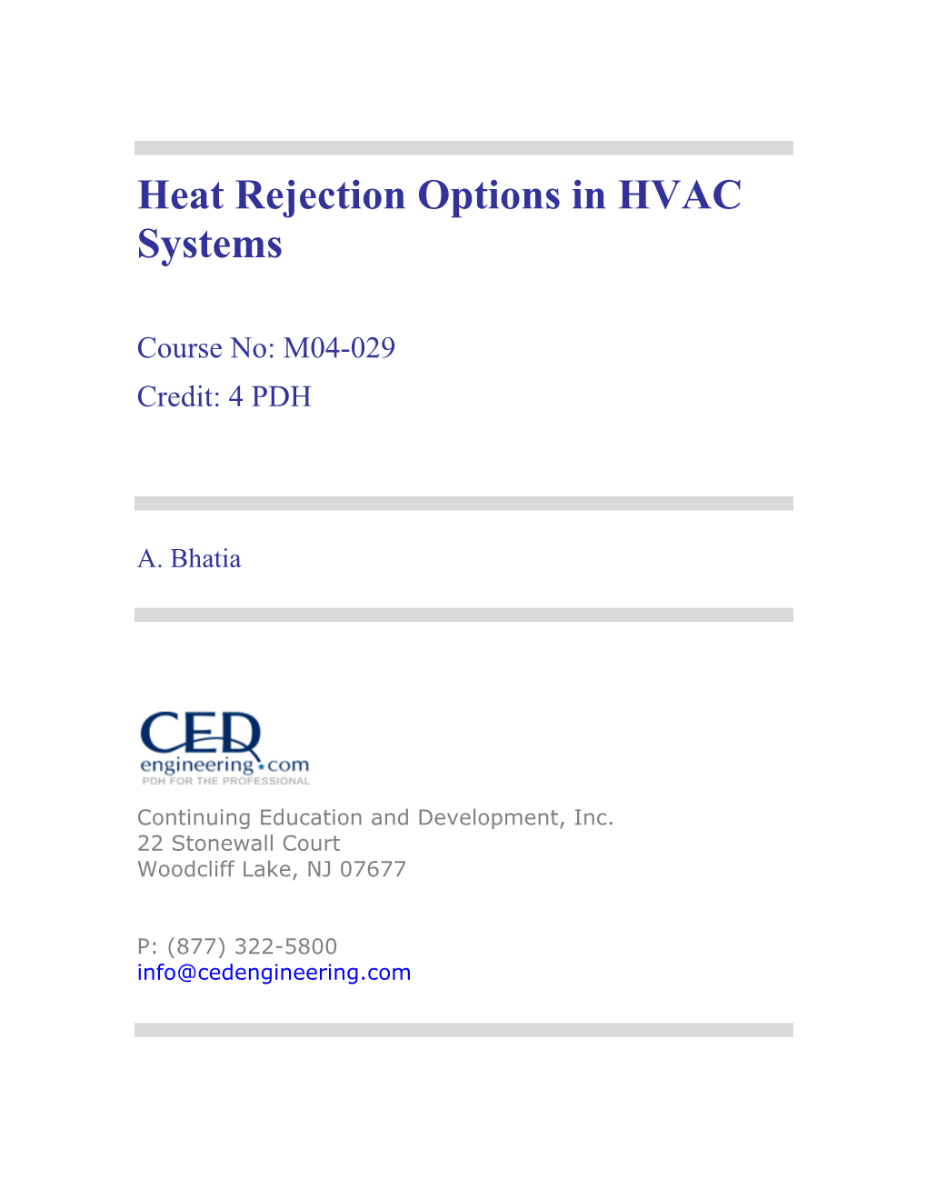 Heat Rejection Options in HVAC Systems