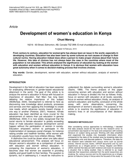 Development of Women's Education in Kenya