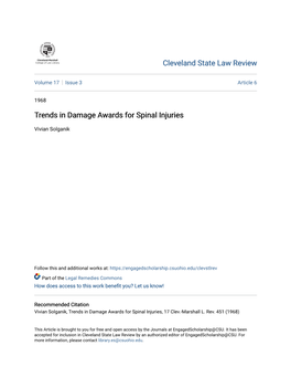 Trends in Damage Awards for Spinal Injuries
