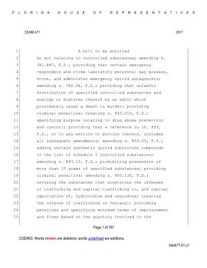 Words Underlined Are Additions. Hb0477-01-C1 FLORIDA HOUSE of REPRESENTATIVE S