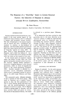 Insect to Certain External Factors: the Induction of Diapause in Abraxas Miranda BUTLER(Lepidoptera, Geometridae)