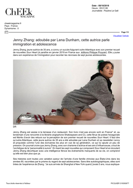 Jenny Zhang: Adoubée Par Lena Dunham, Cette Autrice Parle Immigration Et Adolescence
