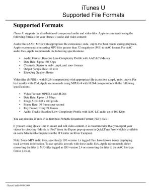 Itunes U Supported File Formats Supported Formats