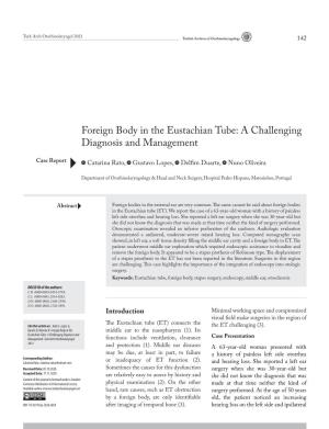 Foreign Body in the Eustachian Tube: a Challenging Diagnosis and Management