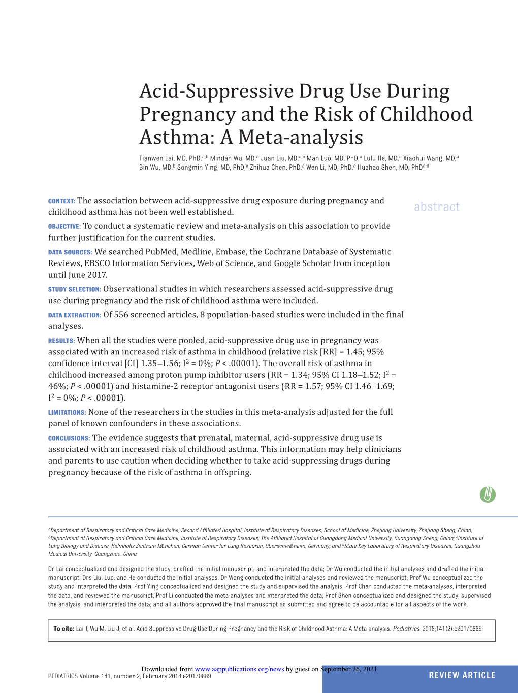 Acid-Suppressive Drug Use During Pregnancy and the Risk of Childhood Asthma: a Meta-Analysis