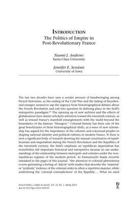 The Politics of Empire in Post-Revolutionary France
