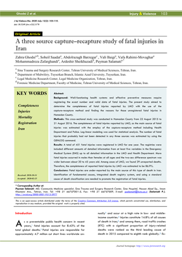 A Three Source Capture–Recapture Study of Fatal Injuries in Iran