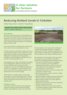 Reducing Nutrient Levels in Yorkshire West Rounton, North Yorkshire