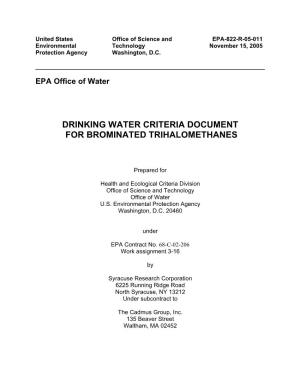 Drinking Water Criteria Document for Brominated Trihalomethanes