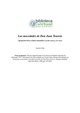 Las Mocedades De Don Juan Tenorio