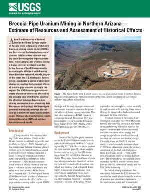 Breccia-Pipe Uranium Mining in Northern Arizona—Estimate of Resources and Assessment of Historical Effects