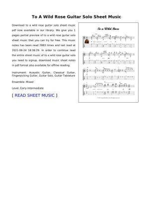 To a Wild Rose Guitar Solo Sheet Music