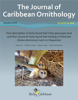 Tyto Glaucops) Nest and First Record of Ashy-Faced Owl Nesting in Palmchat (Dulus Dominicus) Nest on Hispaniola