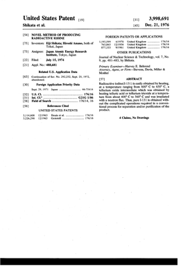United States Patent to (11) 3,998,691 Shikata Et Al