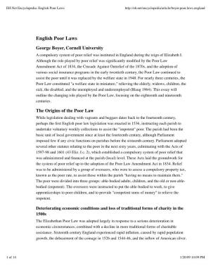 EH.Net Encyclopedia English Poor Laws