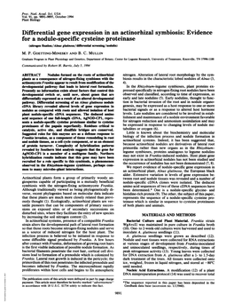 For a Nodule-Specific Cysteine Proteinase (Nitrogen Rixation/Ahlus Gluinosa/Differential Screening/Nodulin) M