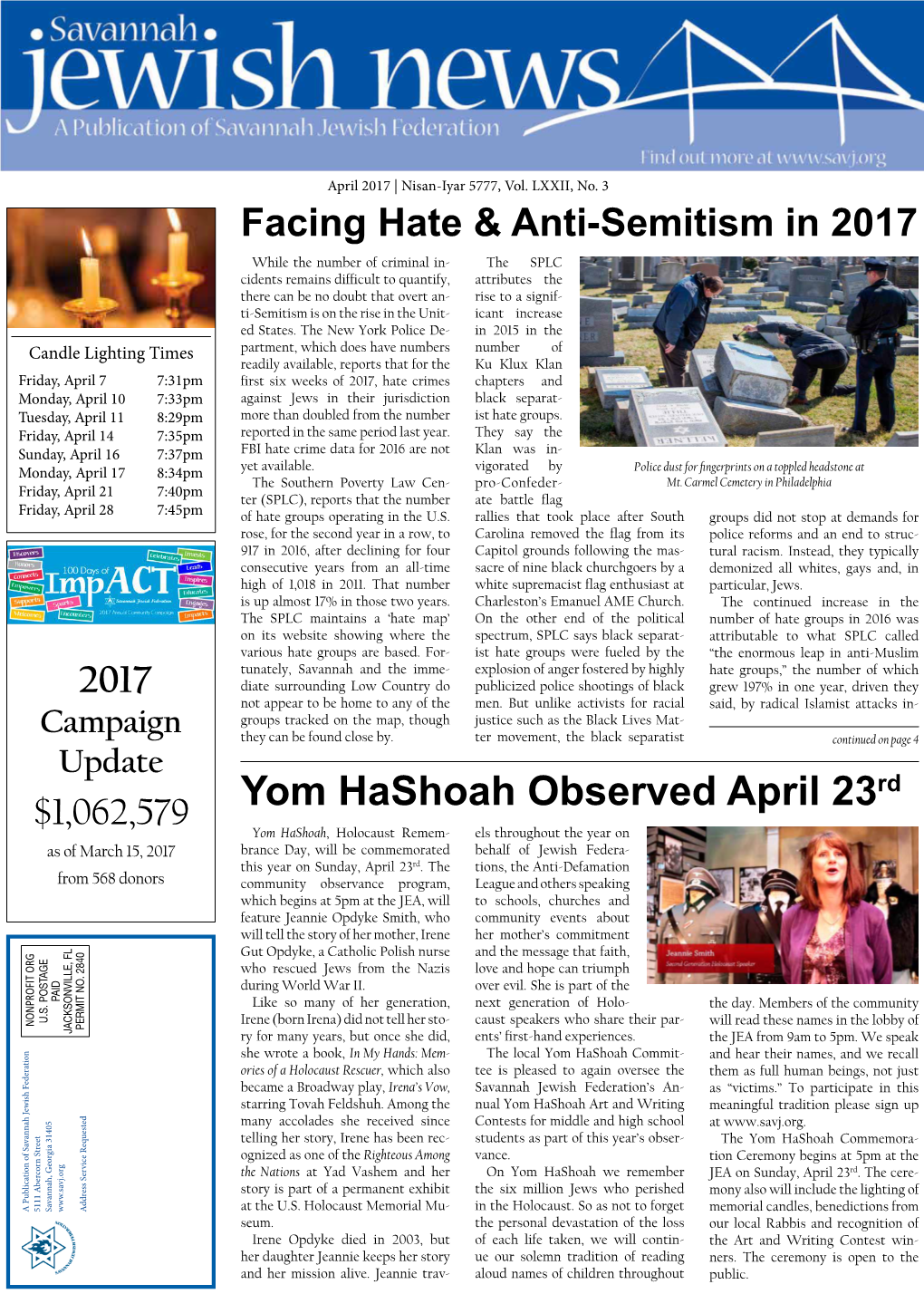 Yom Hashoah Observed April 23Rd