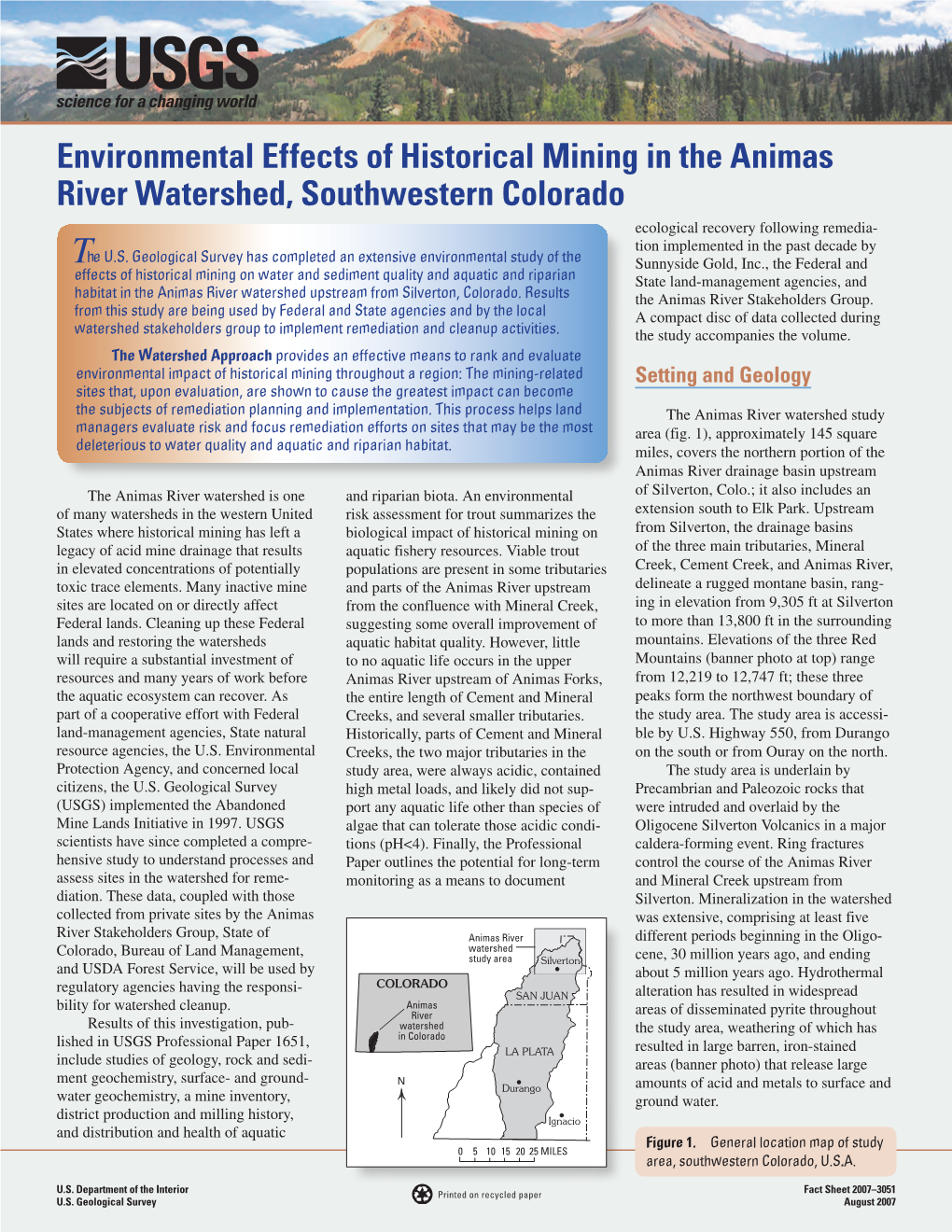 Environmental Effects of Historical Mining in the Animas River