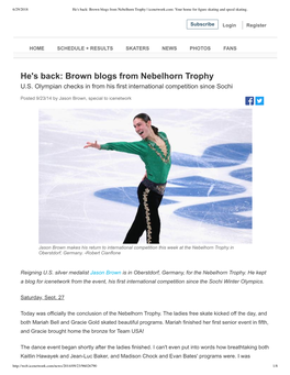 Brown Blogs from Nebelhorn Trophy | Icenetwork.Com: Your Home for ﬁgure Skating and Speed Skating