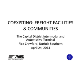 Coexisting: Freight Facilities & Communities