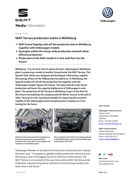 SEAT Tarraco Production Starts in Wolfsburg