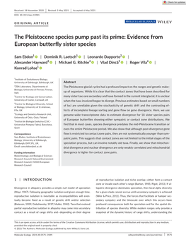 The Pleistocene Species Pump Past Its Prime: Evidence from European Butterfly Sister Species