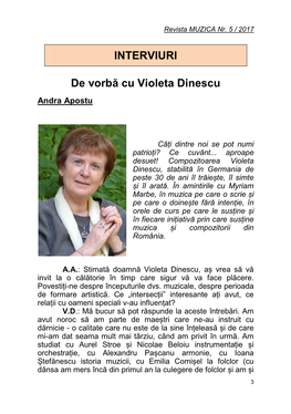 INTERVIURI De Vorbă Cu Violeta Dinescu