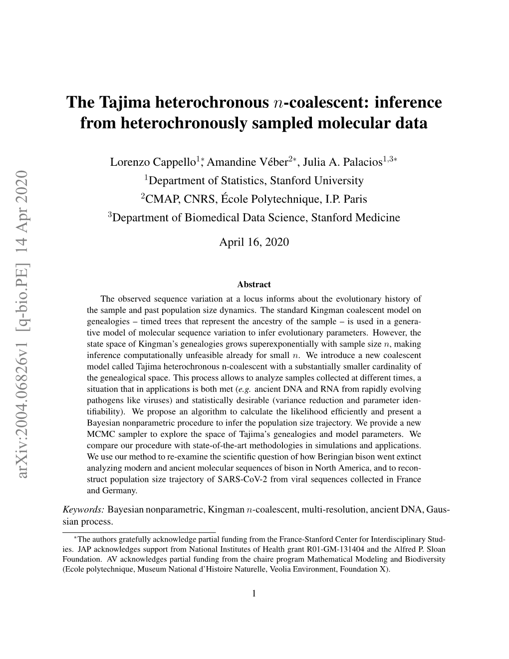 The Tajima Heterochronous N-Coalescent: Inference from Heterochronously Sampled Molecular Data