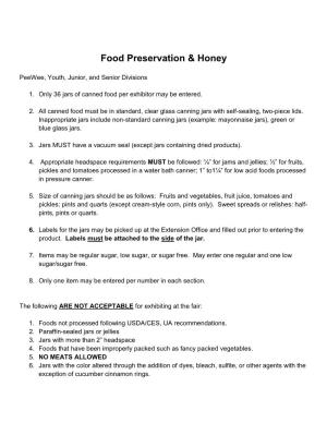Food Preservation & Honey
