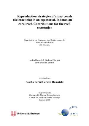 Reproduction Strategies of Stony Corals Coral Reef. Contributions For