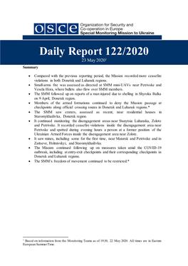 Daily Report 122/2020 23 May 20201 Summary