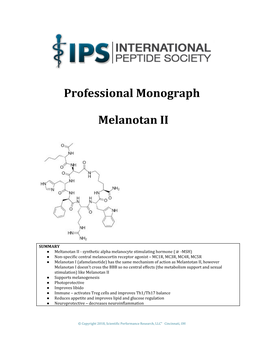 Professional Monograph Melanotan II
