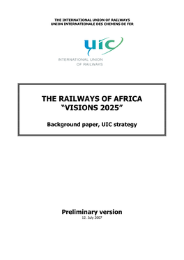 The Railways of Africa “Visions 2025”